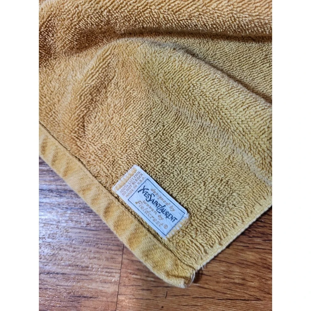 VTG 70s *Yves Saint Laurent* Fieldcrest Gold Orange Geometric Hand Towel 28x16
